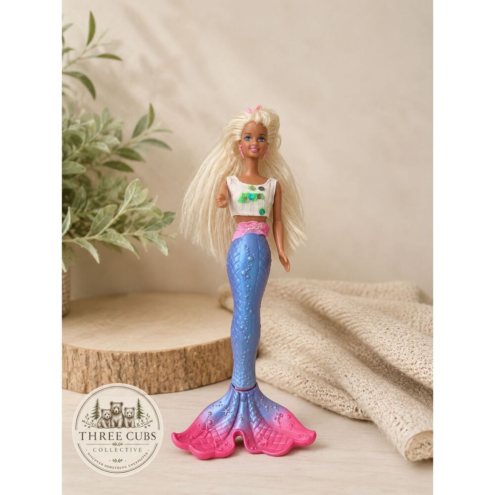 Vintage 1996 Barbie Bubbling Mermaid Doll Blonde Blue Tail Mattel 16131 Y2K